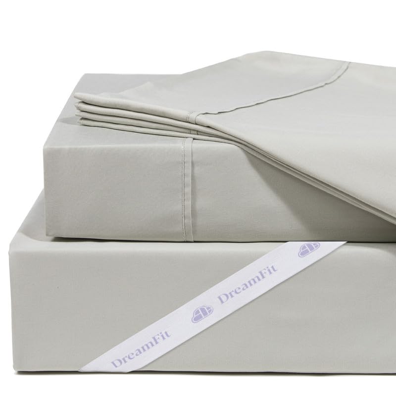 DreamFit DreamComfort 100% Natural Long Staple Cotton Sheet Set with Elastic Corner Bands with Extra Deep Pockets up to 20 Inches Luxury Bedding Crafted in USA Queen Sheet Set Sage - Image 1